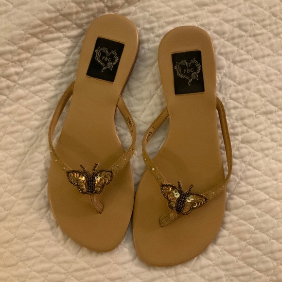 YBC Shoes - Cute Sparkly Butterfly Flip Flops For Sale size 7